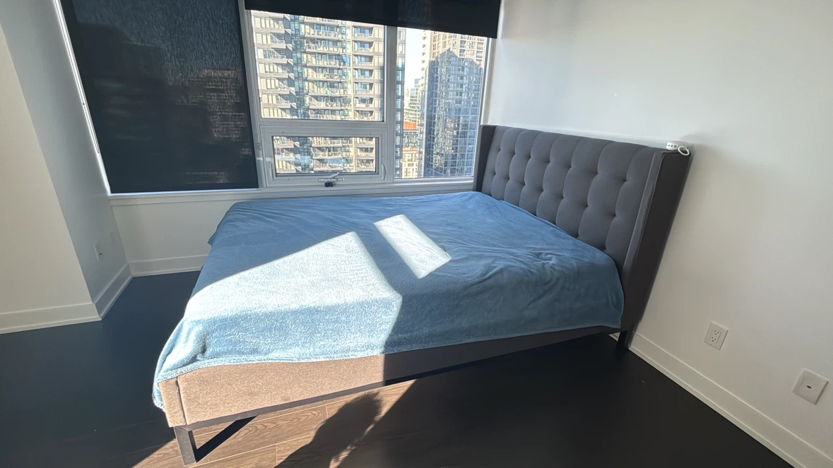 Grey Upholstered Queen Size Bed Frame - photo 2