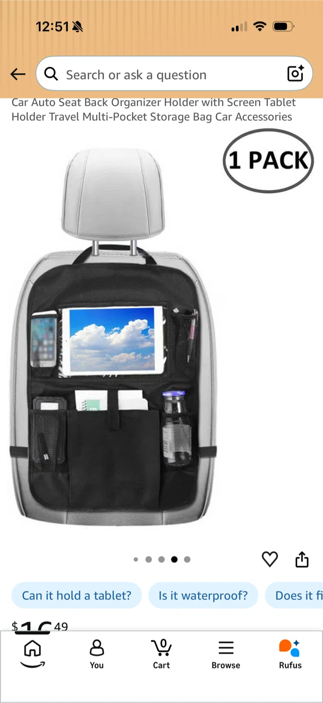 2 Car Seat Back Organizer with Tablet Holder