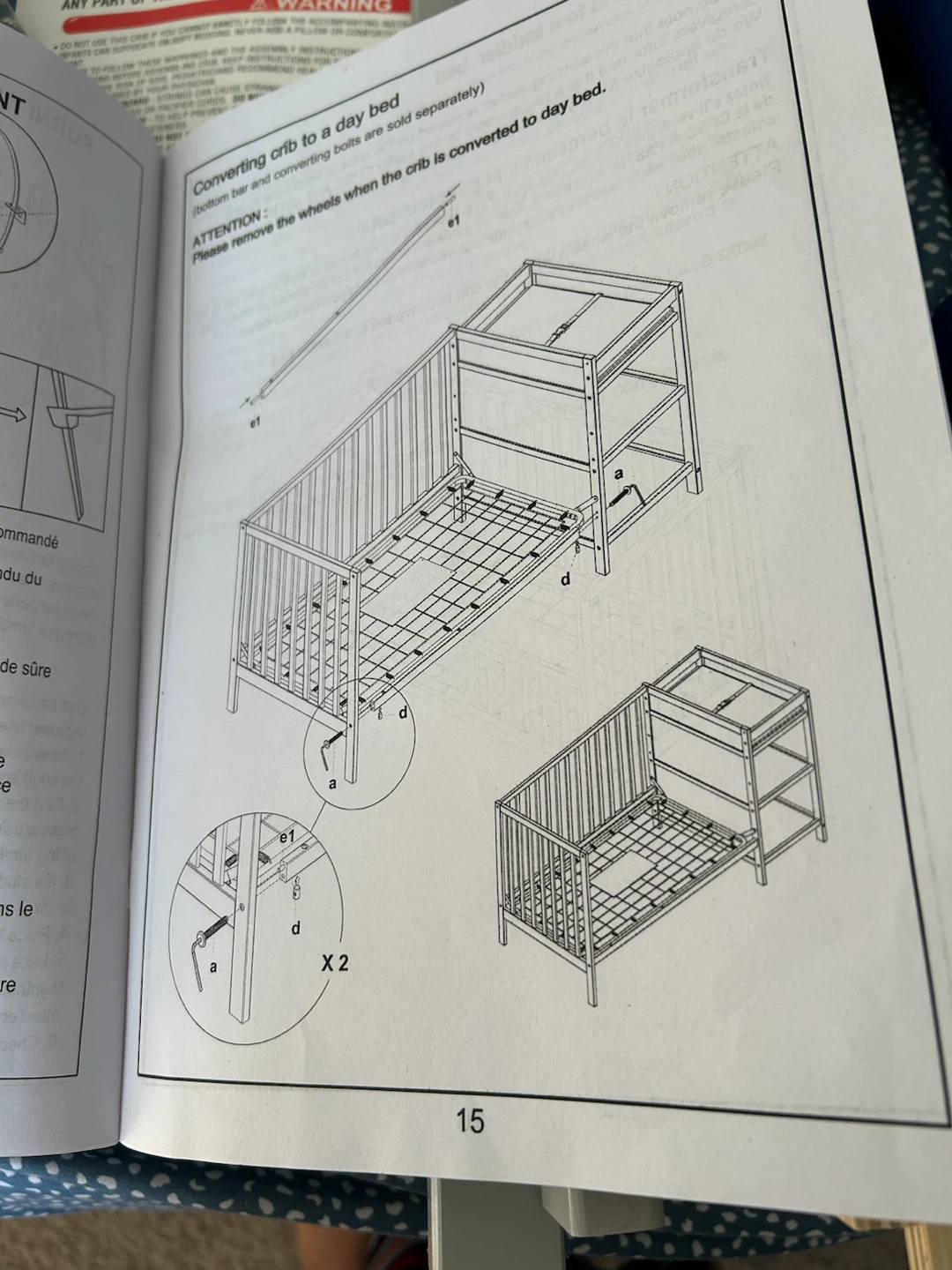 Convertible Baby Crib / Toddler Daybed for Sale