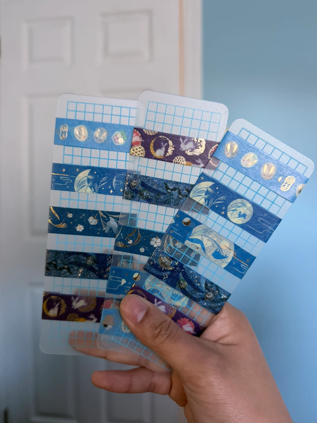 Assorted Washi Tape Samples on Plastic Cards