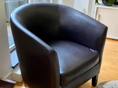Dark Brown Faux Leather Tub Chair