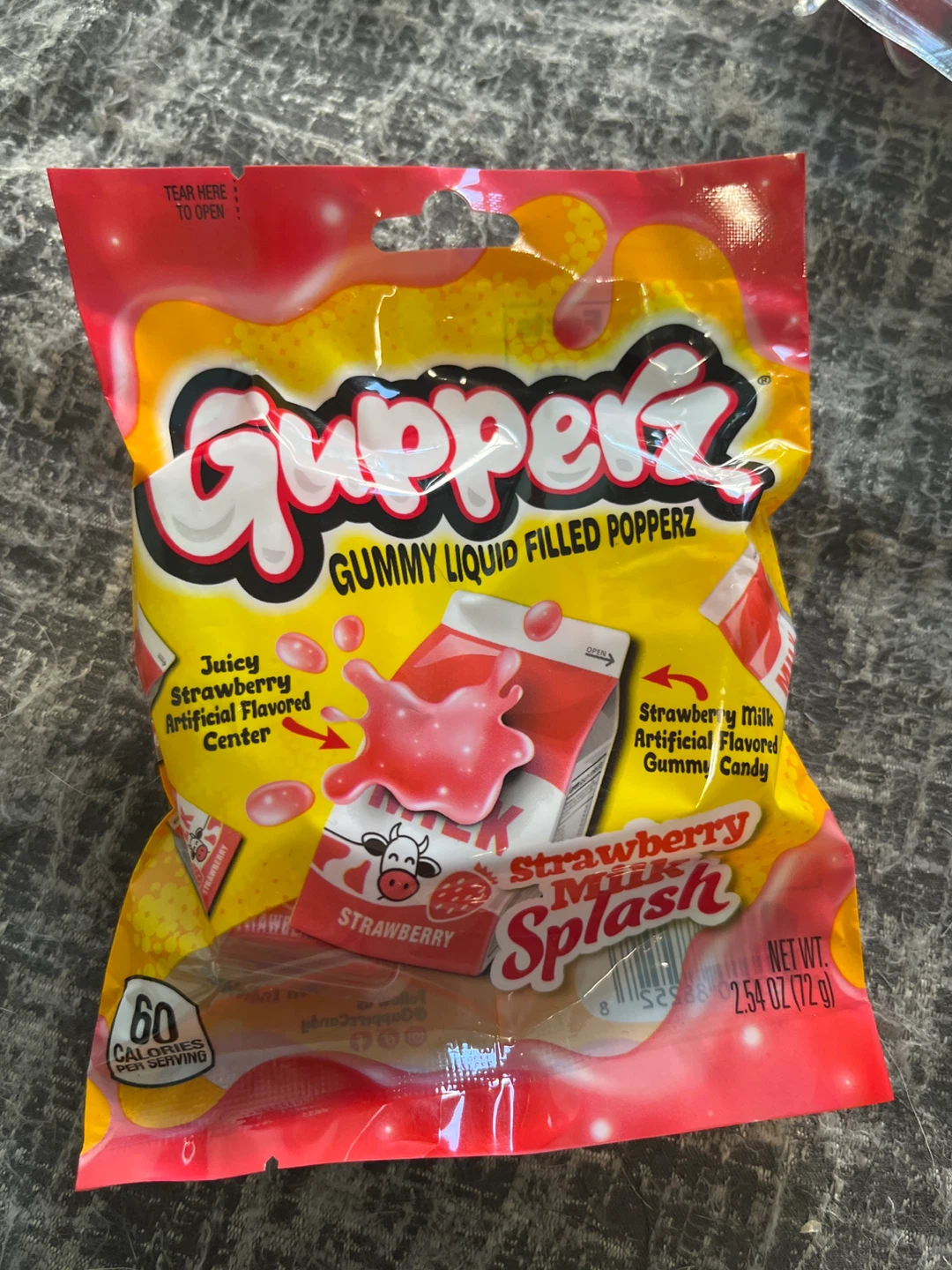 VIRAL CANDY Gupperz Strawberry Milk Gummy Liquid Filled Popperz