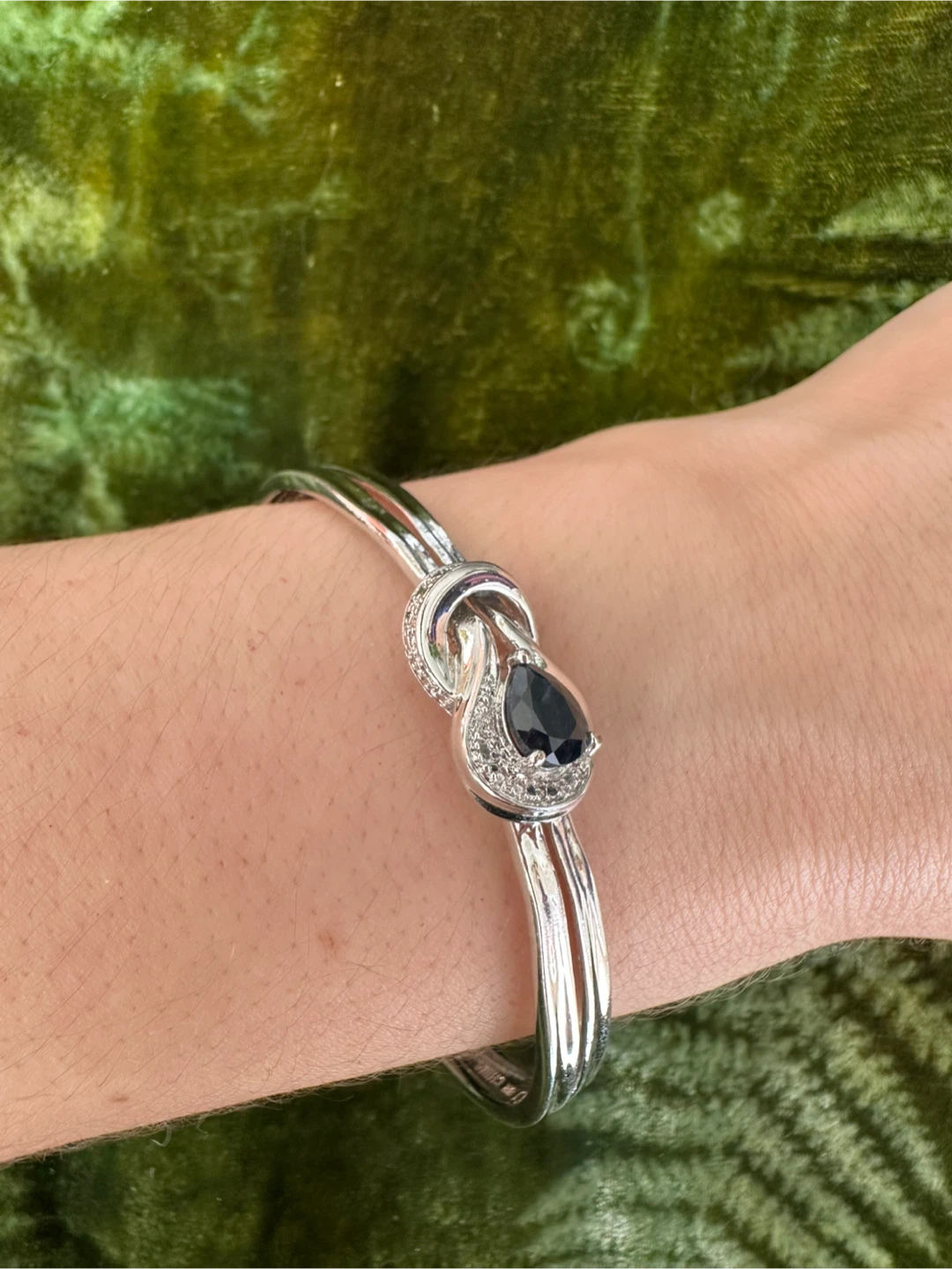 PAJ Silver-Tone Bangle with Dark Stone