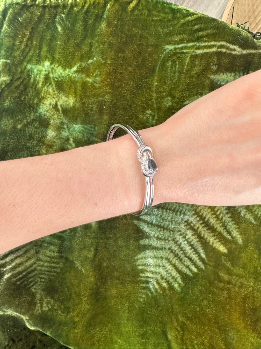 PAJ Silver-Tone Bangle with Dark Stone - photo 2