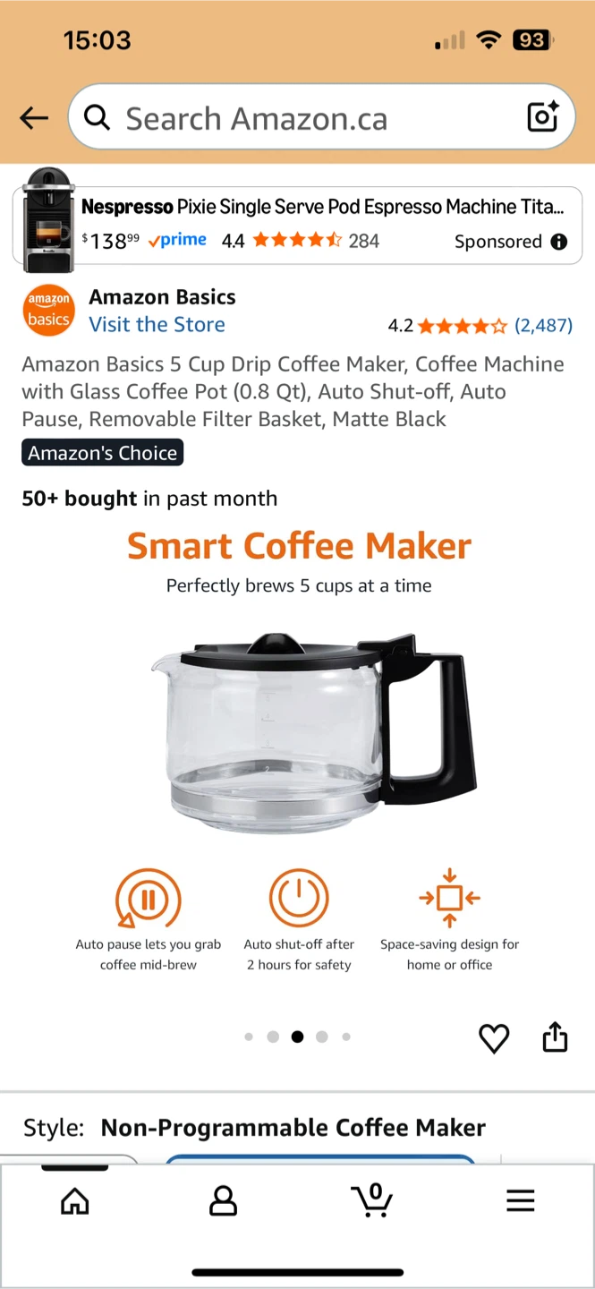 5-Cup Glass Coffee machine - photo 2