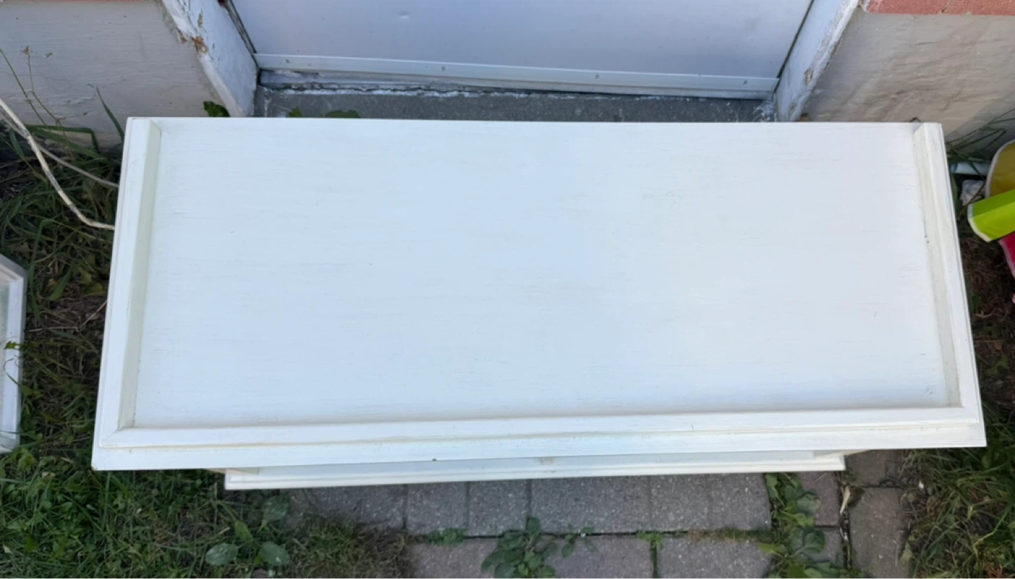 Off-White Wood Entryway Storage Bench / Low TV Stand - photo 5
