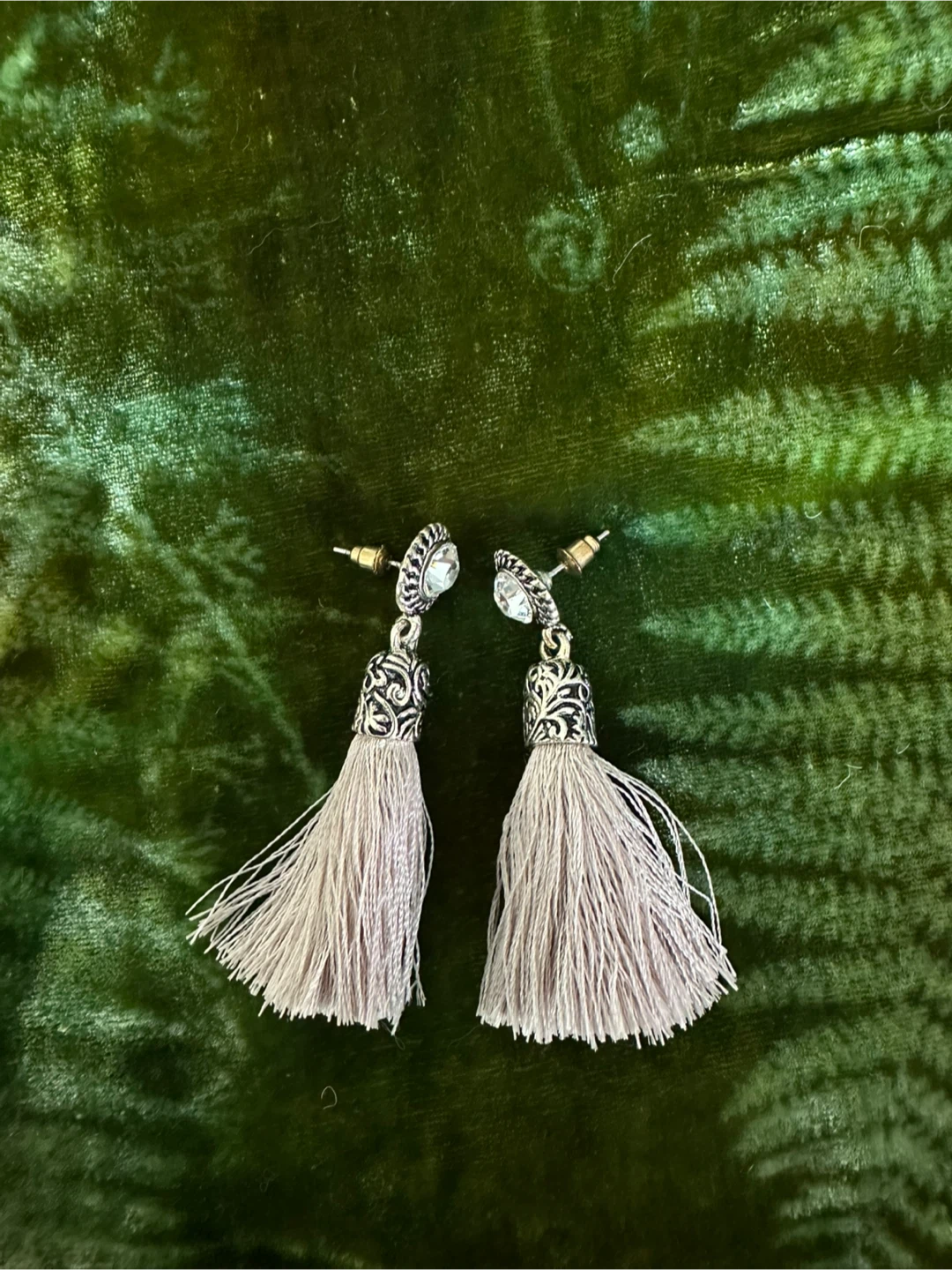 Crystal and Tassel Dangle Earrings