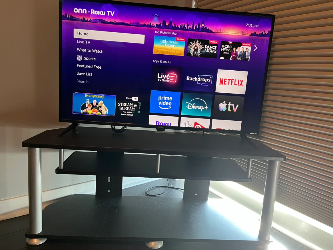 Onn. Roku  smart TV with stand also - photo 2