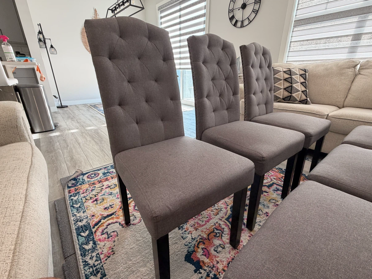 Set of 6 Grey Upholstered Dining Chairs - photo 2