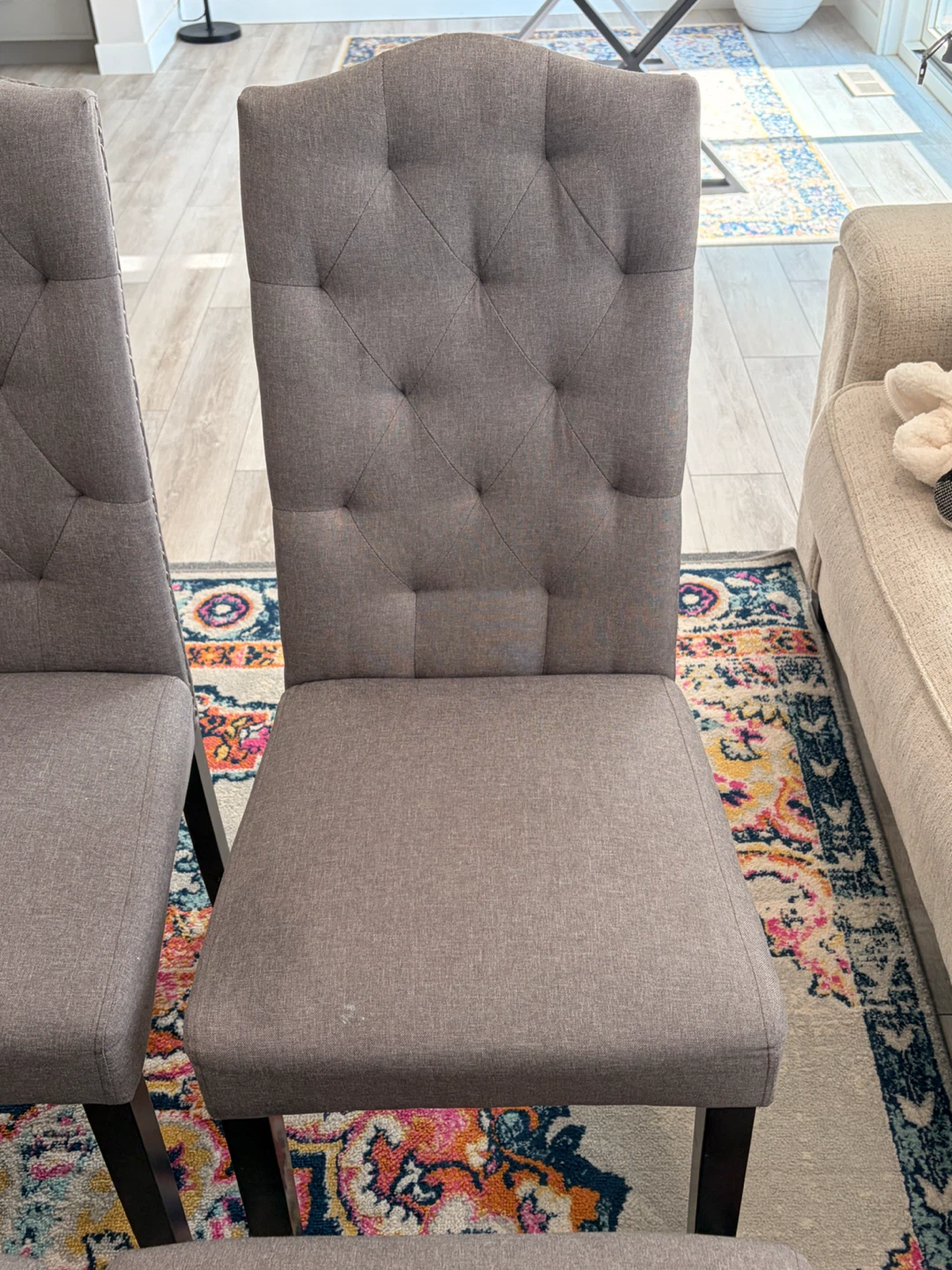 Set of 6 Grey Upholstered Dining Chairs - photo 4
