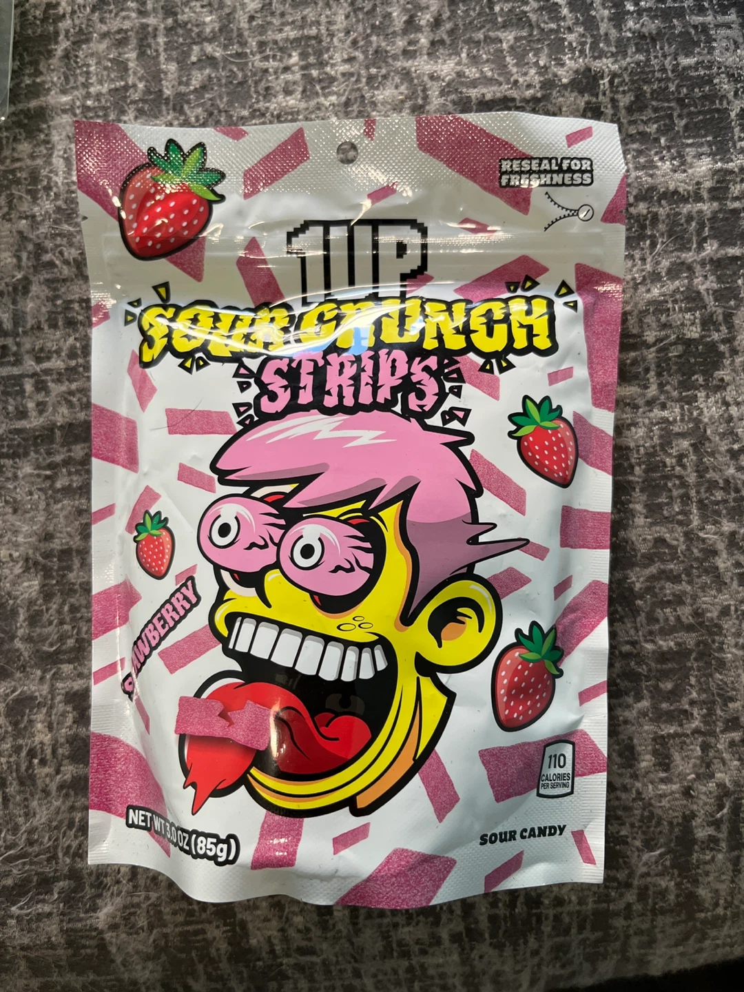 1UP Sour Crunch Strips Strawberry Candy