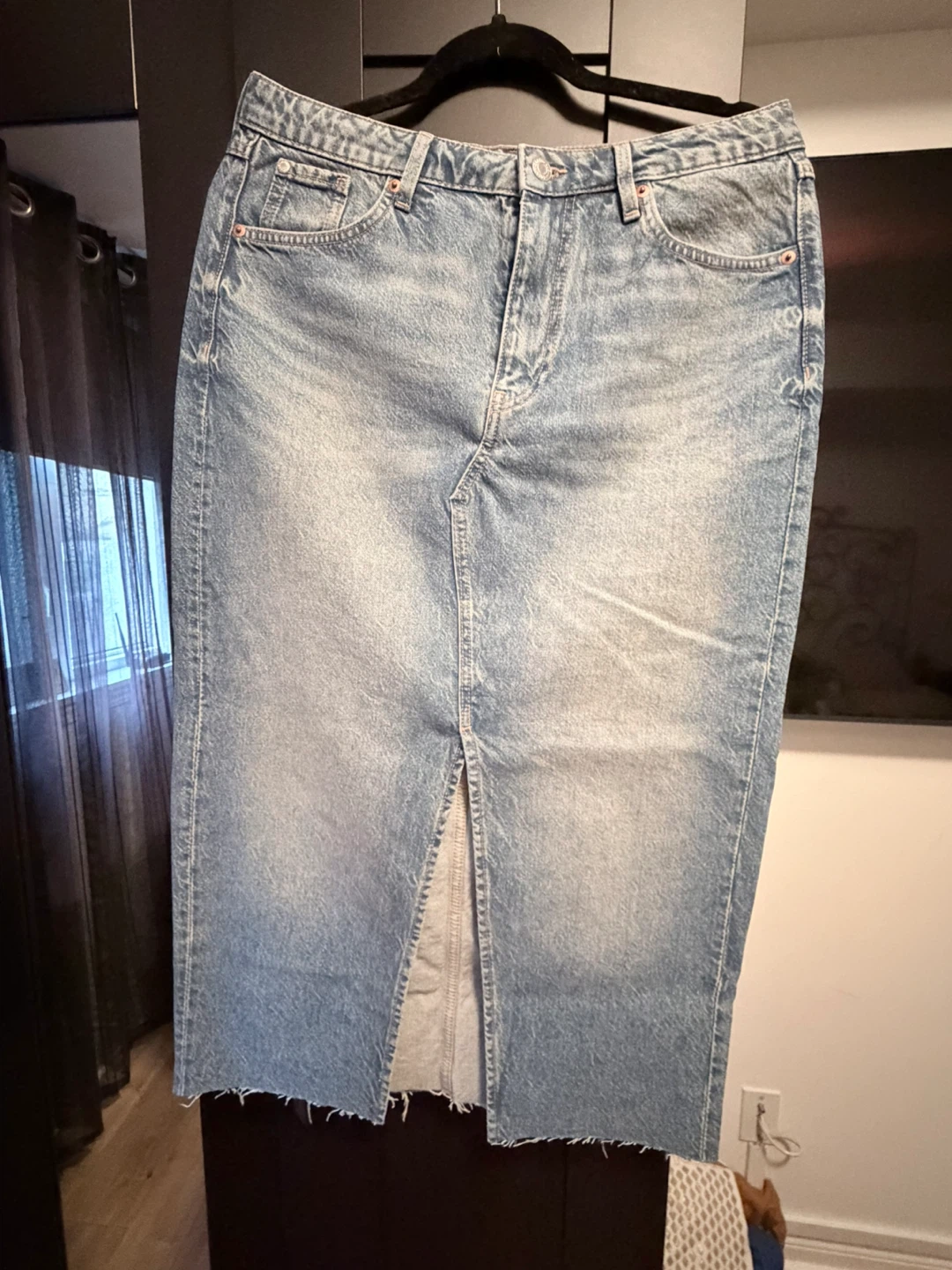 H&M &DENIM Light Wash Midi Denim Skirt