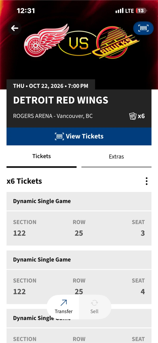 Canucks /redwings tickets - photo 2