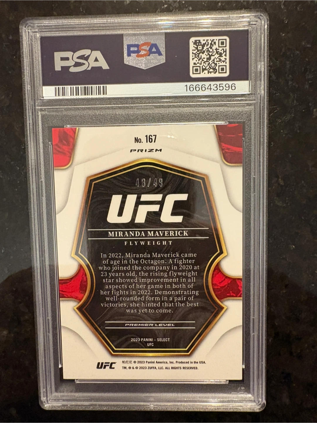 2023 Select UFC Miranda Maverick RC Rookie /49 PSA 10 GEM MINT - photo 2