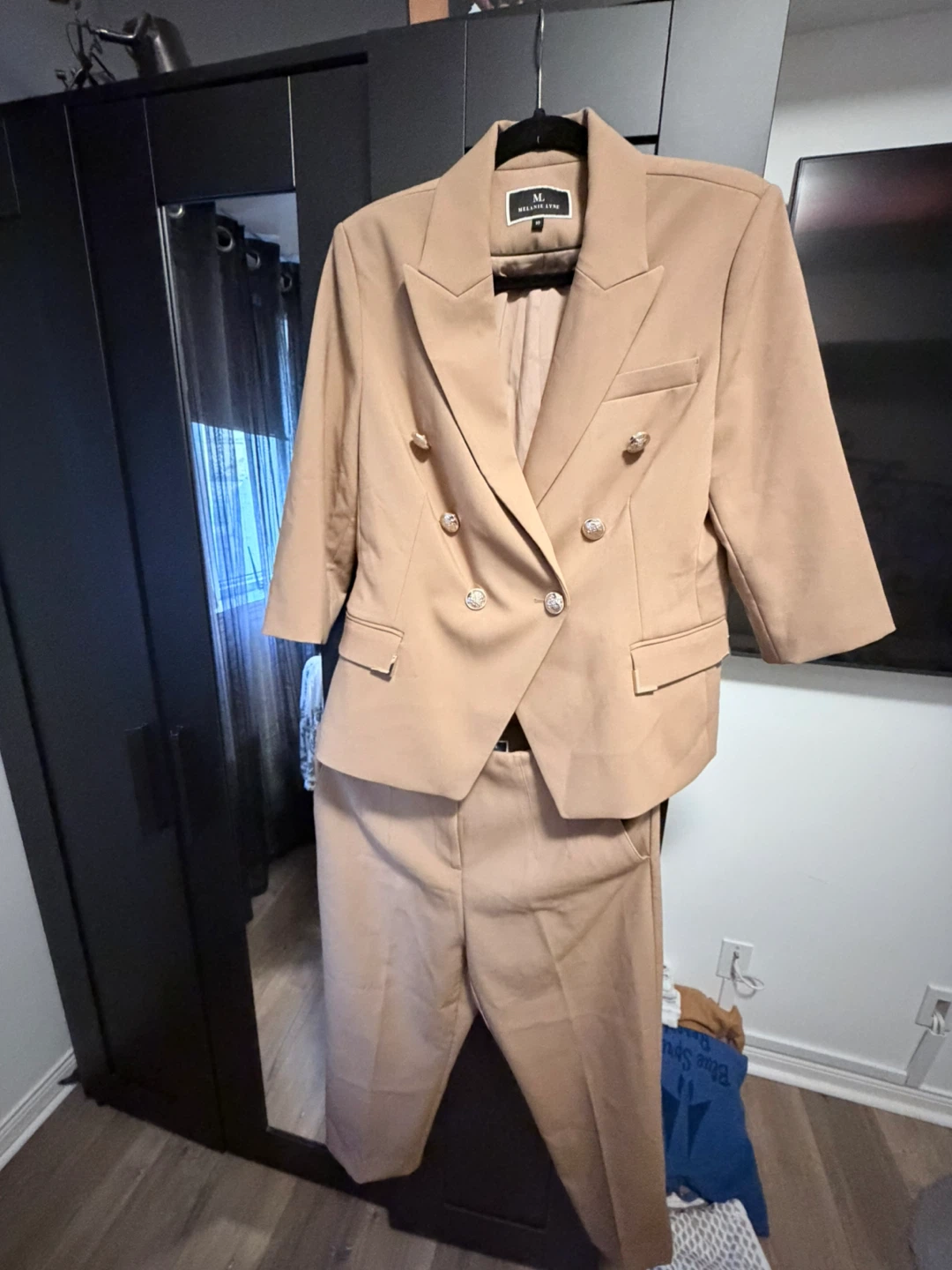 Melanie Lyne Tan Blazer and Pant Set
