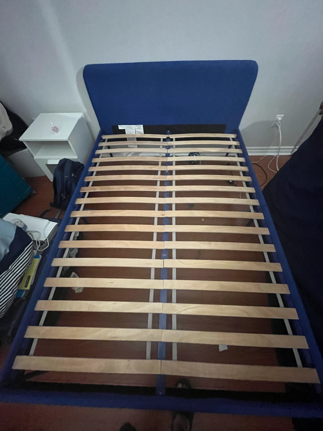 IKEA SLATTUM Blue Upholstered Bed Frame