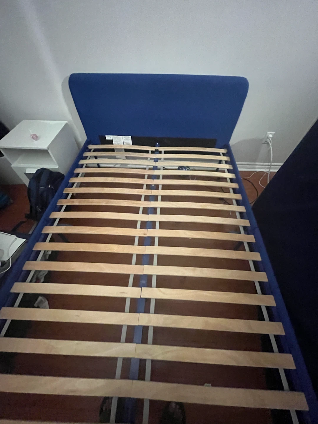 IKEA SLATTUM Blue Upholstered Bed Frame - photo 2