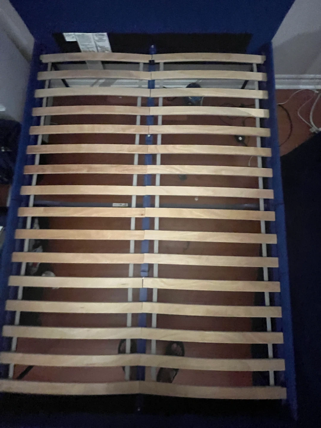 IKEA SLATTUM Blue Upholstered Bed Frame - photo 3
