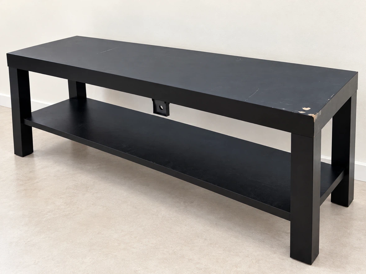 Black TV Stand / Media Table with Shelf $25