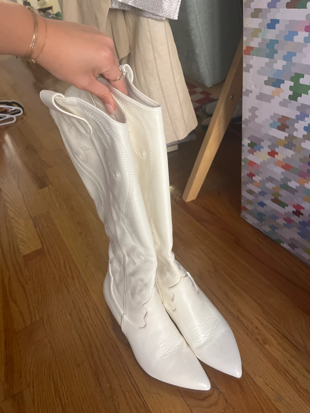White Western Knee-High Boots - photo 2