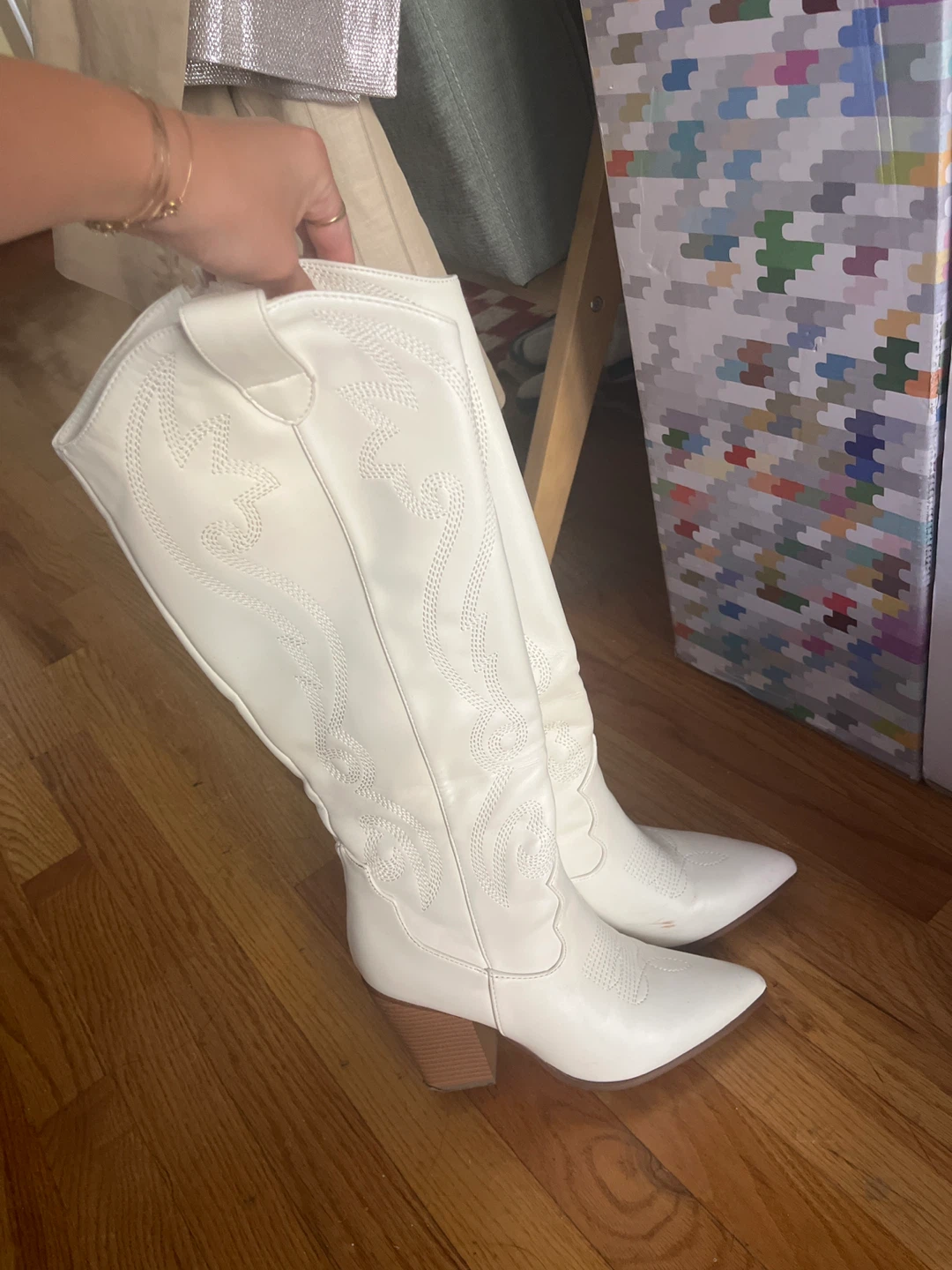 White Western Knee-High Boots - photo 3