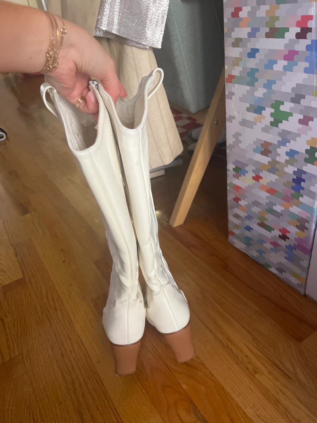 White Western Knee-High Boots - photo 4