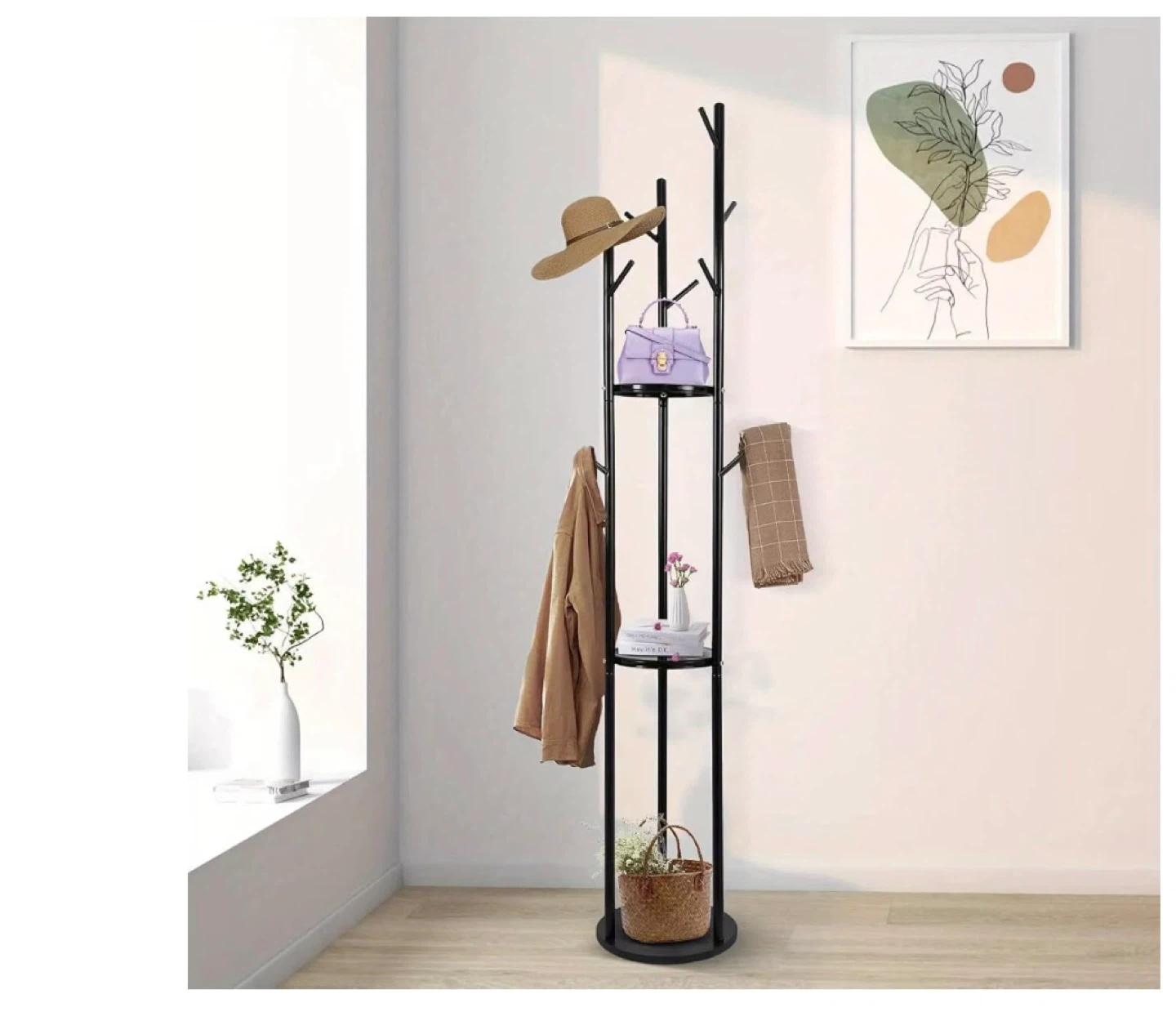 Black Metal Coat Rack Stand