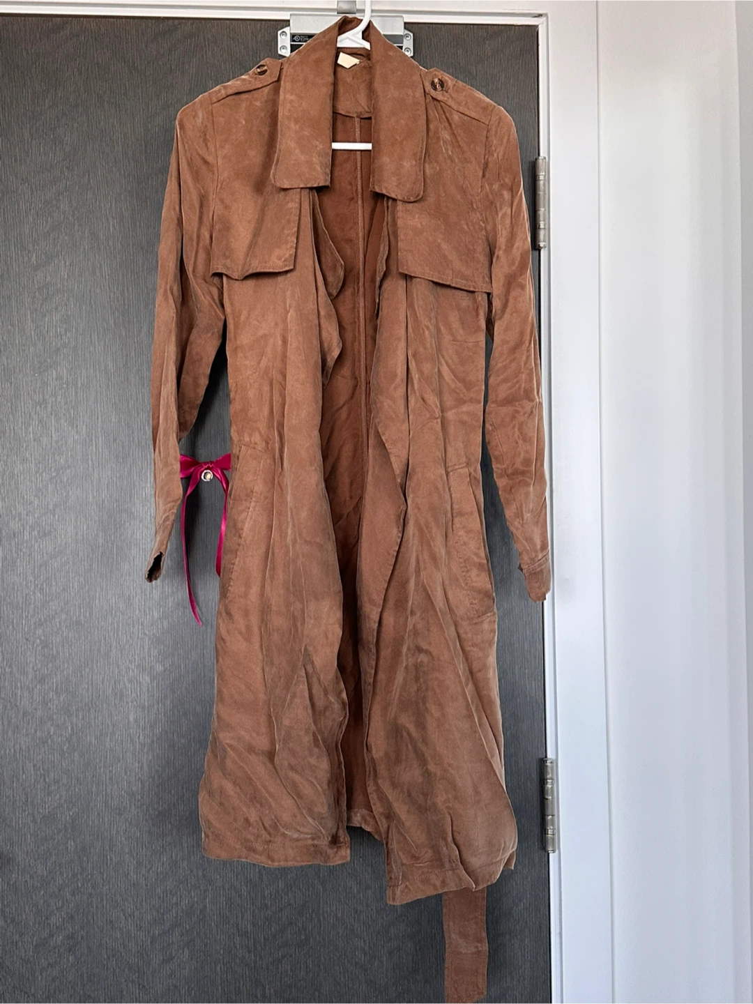 Brown Suede Trench Coat