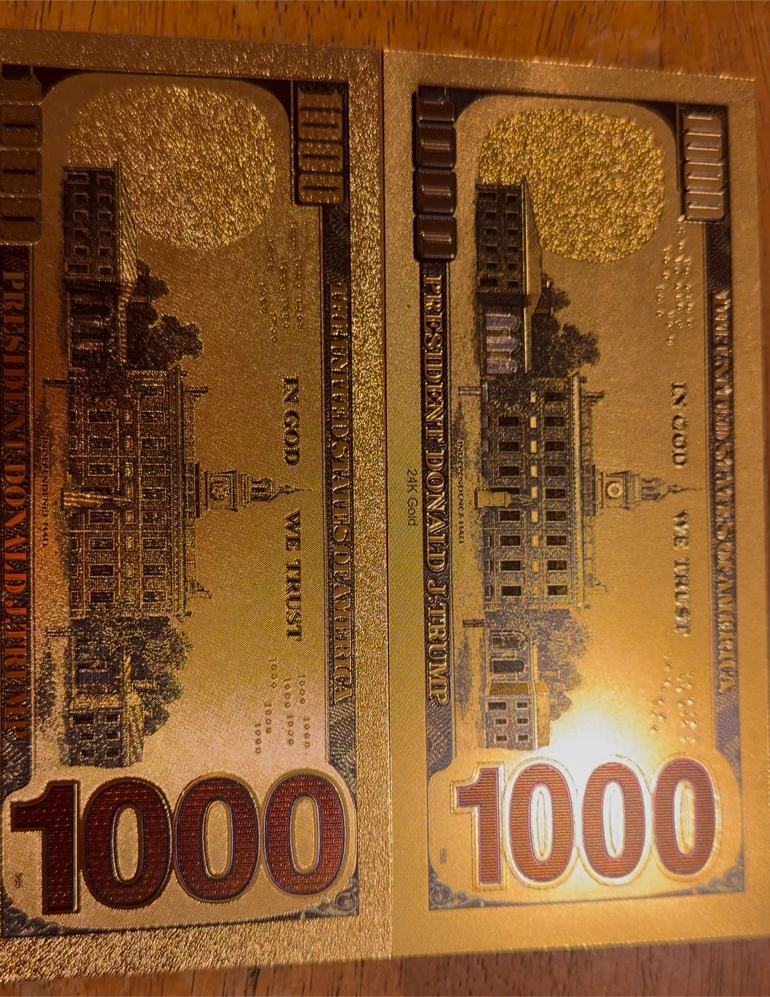 Donald Trump 1000 Gold Novelty Notes 24kt - photo 3