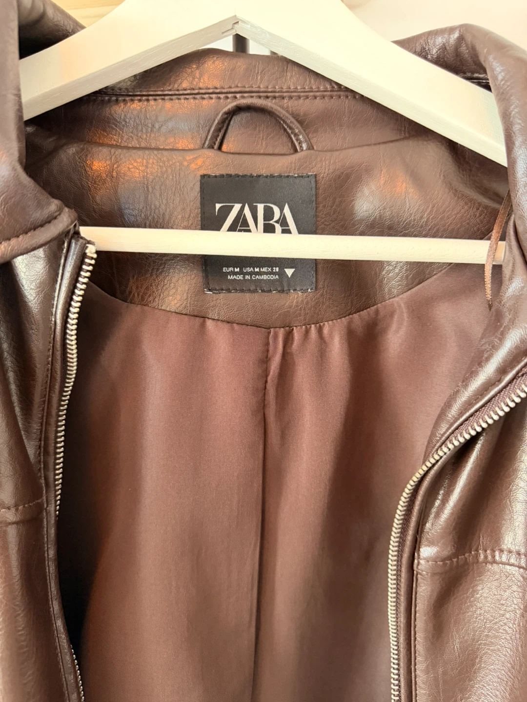Zara Brown Faux Leather Bomber Jacket - photo 2