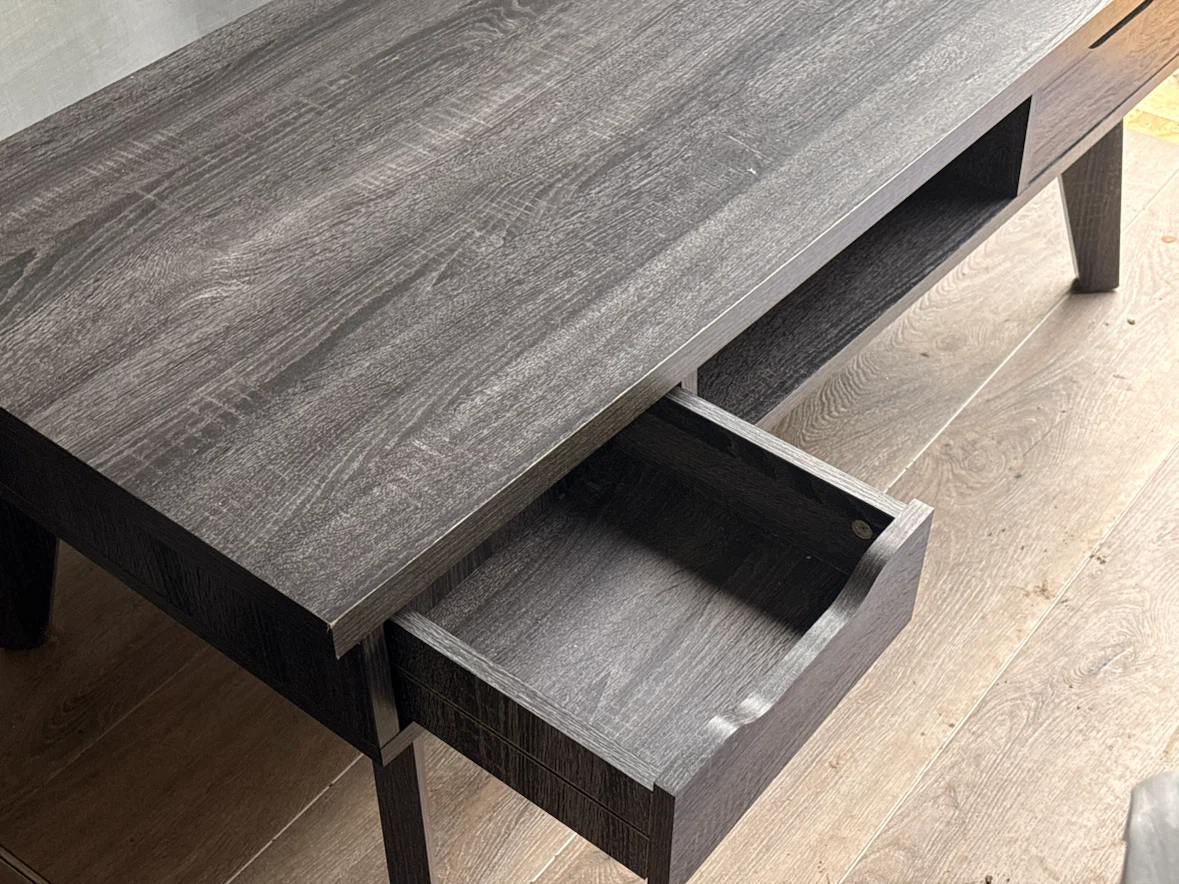 Dark grey wood coffee table with drawer - photo 2