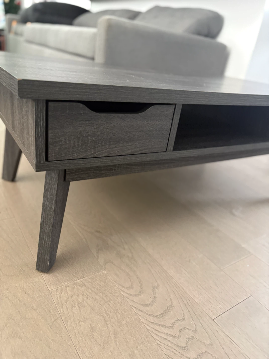 Dark grey wood coffee table with drawer - photo 5