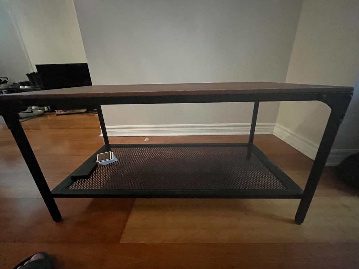 Coffee Table with Metal Mesh Shelf