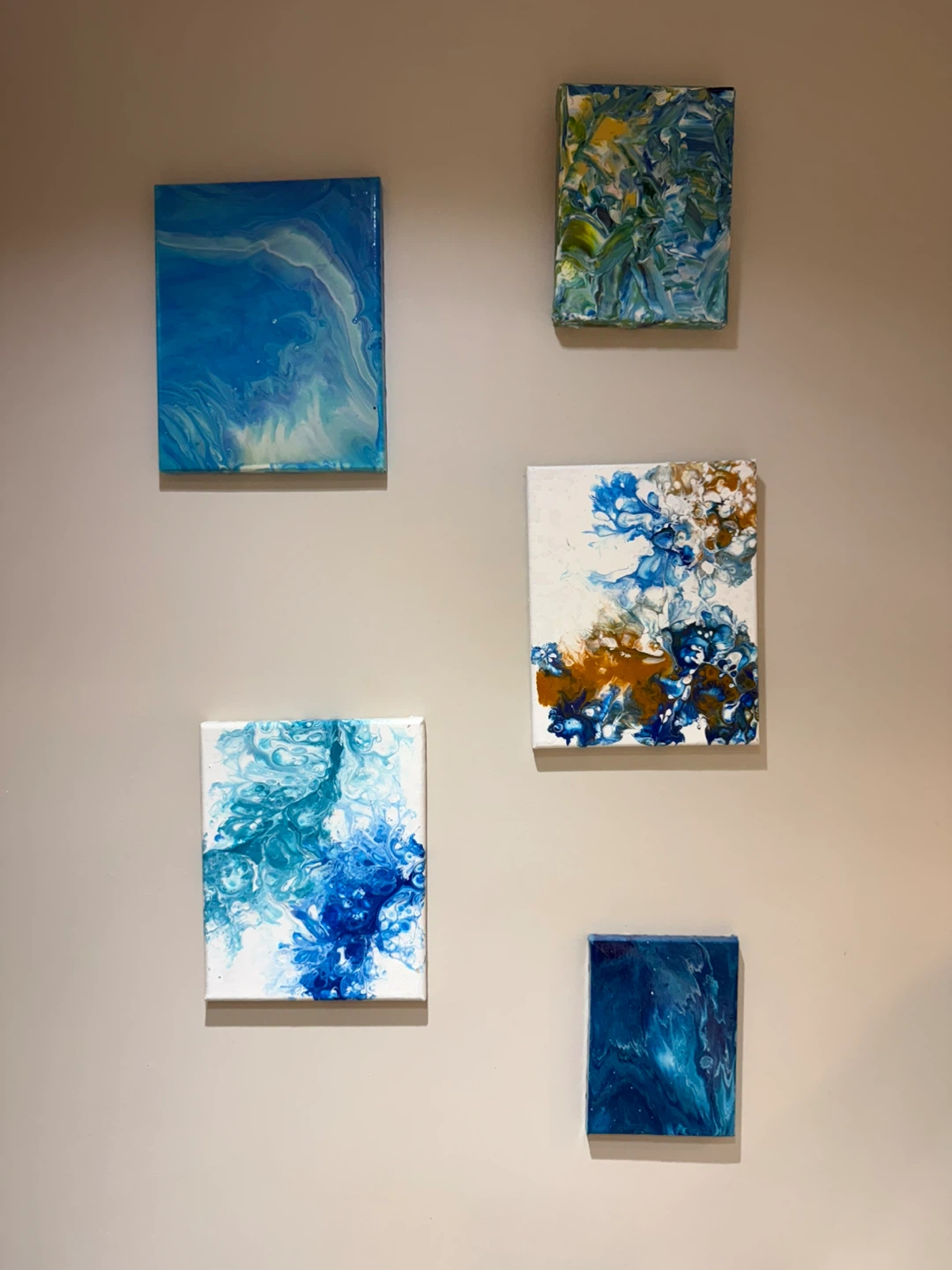 Set of 5 Acrylic Pour Paintings