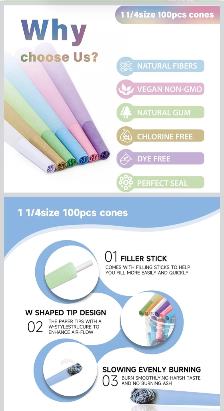 100 Colorful King Size Pre-Rolled Cones - photo 4