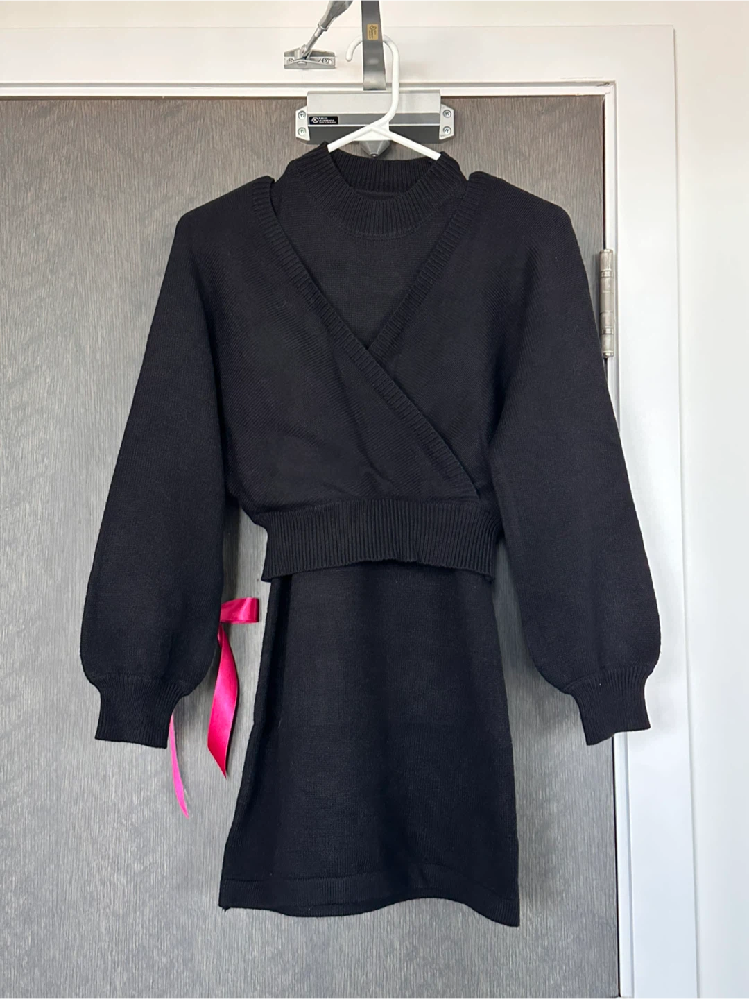 Black Knitted Wrap Dress - photo 2