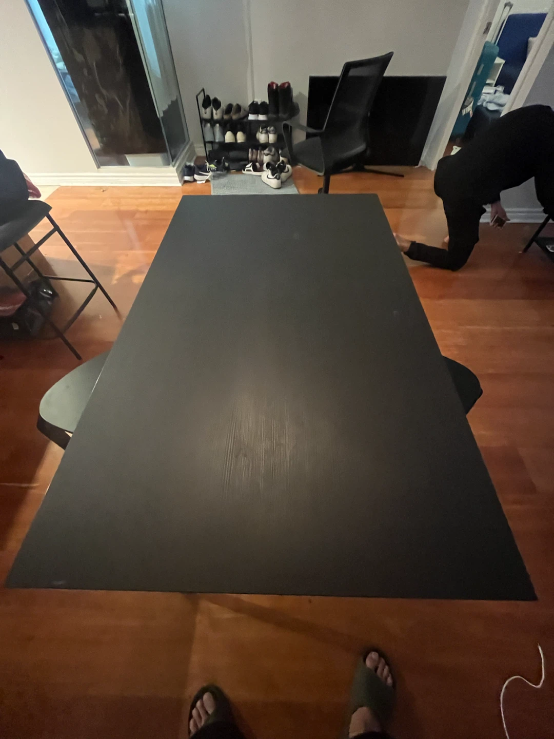 Black IKEA Dining Table and Stool Set - photo 2