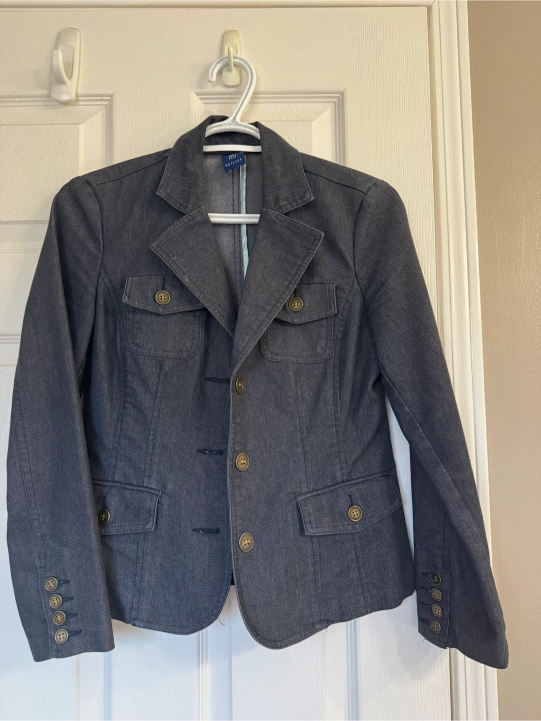 LL Bean Petites Dark Wash Denim Blazer