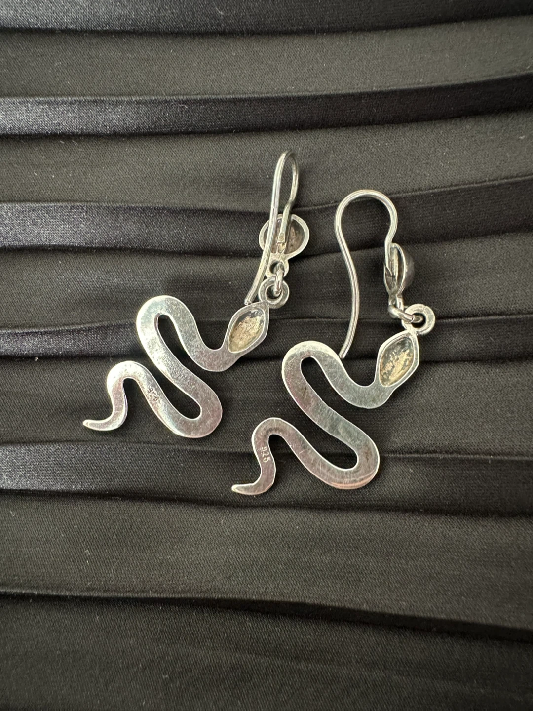 925 Sterling Silver Snake Earrings - photo 2