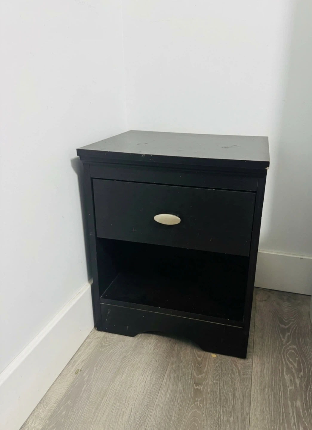 Black Nightstand with Drawer