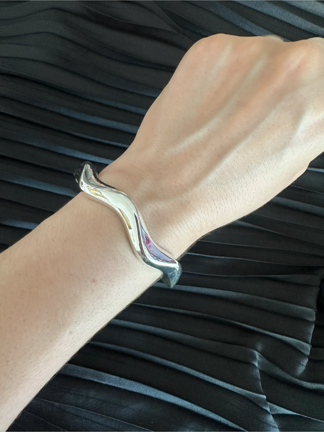 Silver-Tone Wave Bangle Bracelet