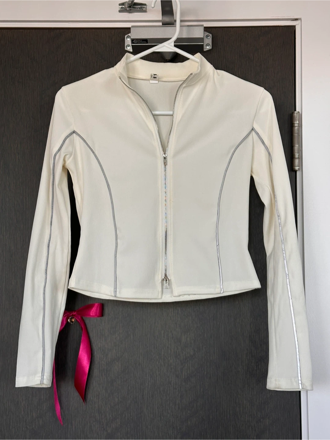 White Zip-Up Mock Neck Jacket