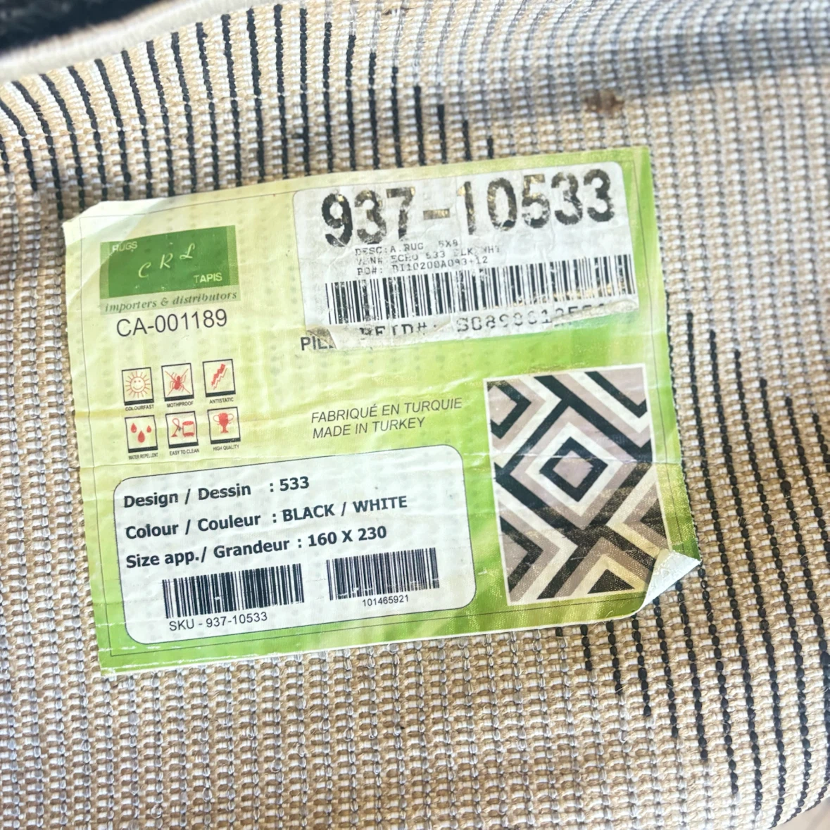 CRL Black and White Geometric Area Rug - photo 3