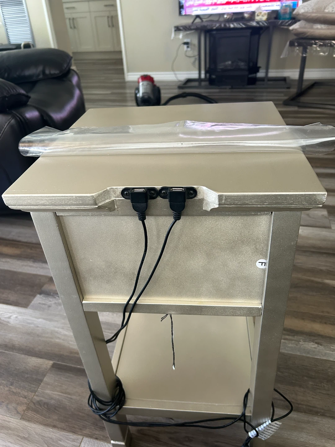 End table with usp chargers