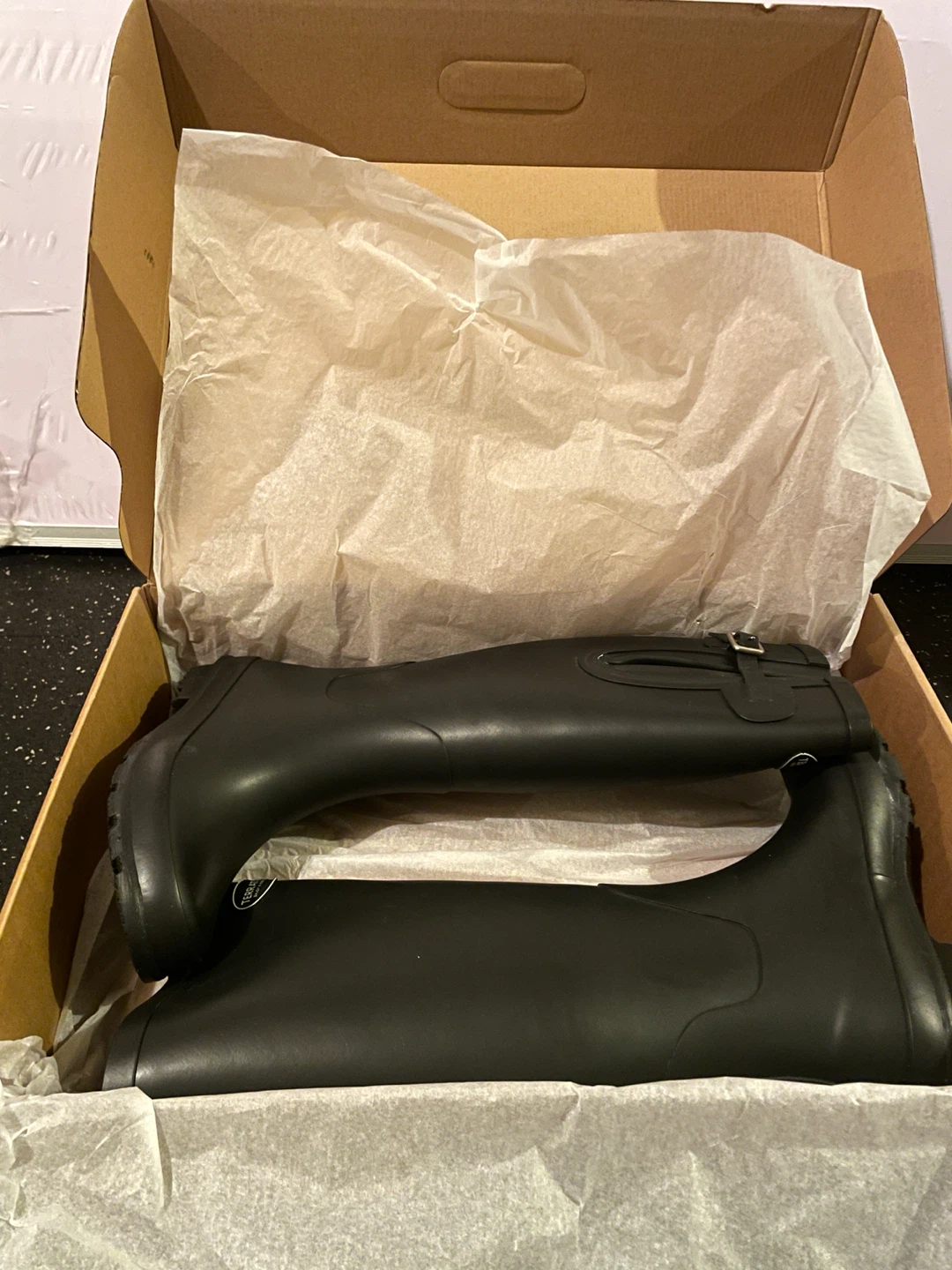 NEW TerraTrax Women’s Tall Rubber Rain Boots –Black Size 5 - photo 2