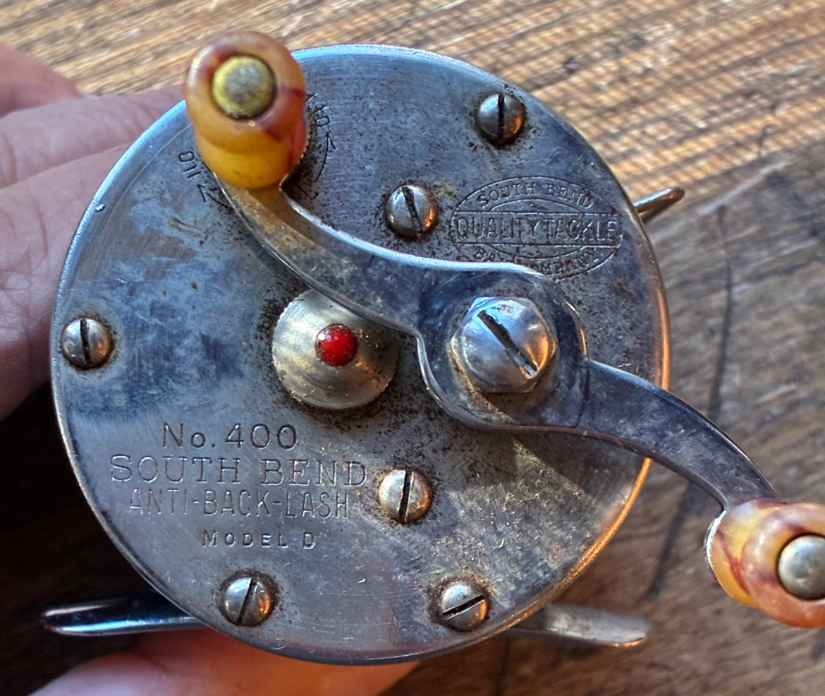 Vintage fishing reel antique angling  South Bend 400 Art Deco - photo 3
