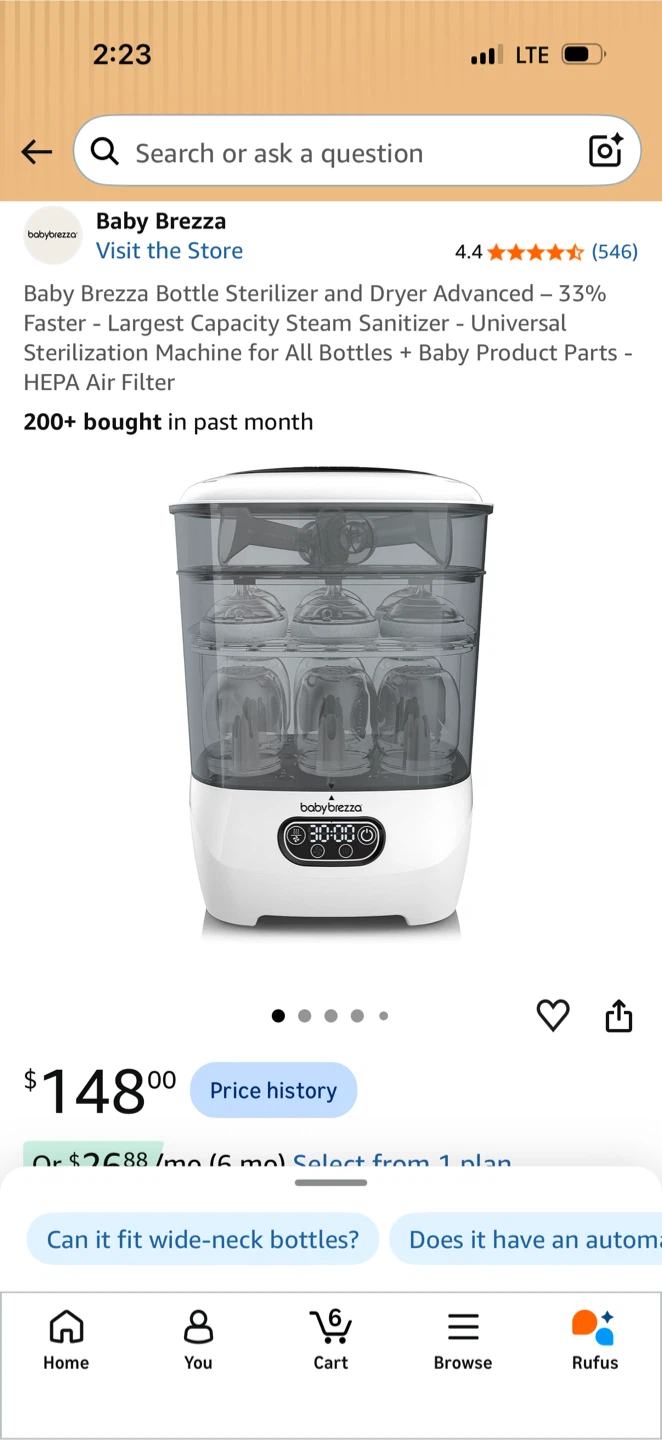 Baby Brezza Bottle Sterilizer and Dryer Advanced