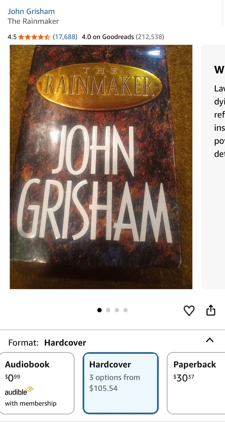 The Rainmaker by John Grisham (Hardcover) - photo 4