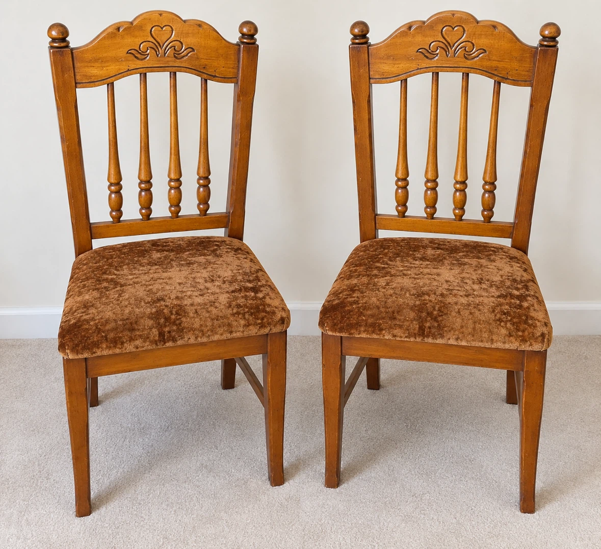Set of 2 Wooden Dining Chairs with Cushioned Seats- $45