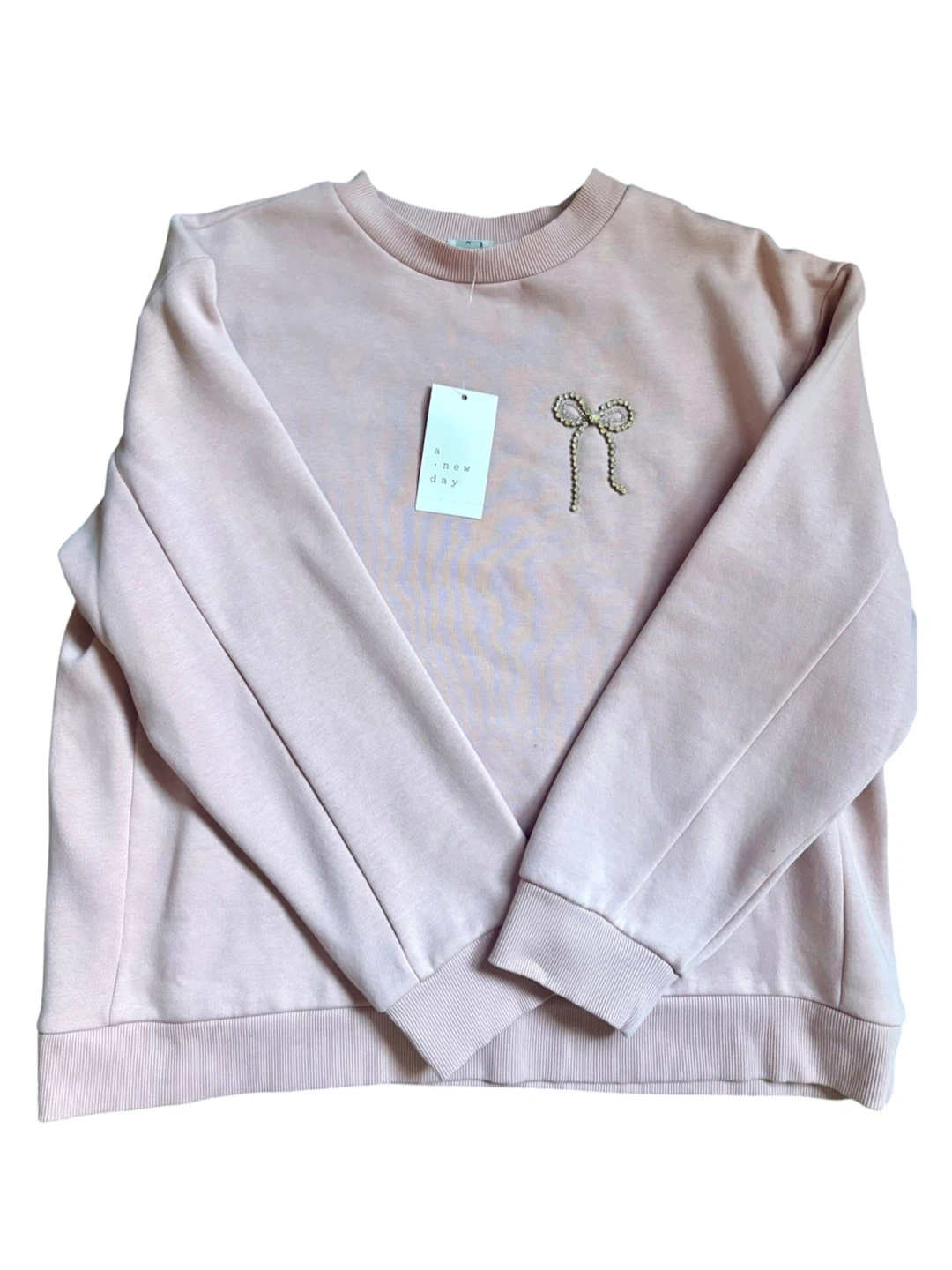 A New Day pink sweatshirt with rhinestone bow